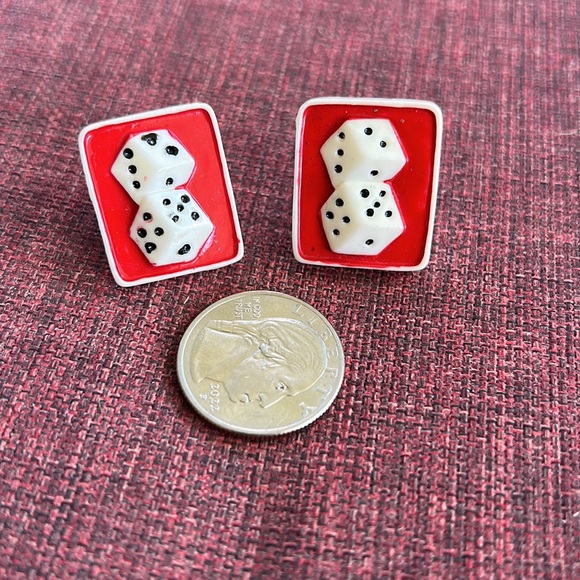 Dice Gaming Casino Earrings for Pierced Ears - Picture 3 of 7